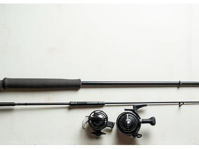 Beginner-friendly fishing rod and reel combo package, laid out neatly.