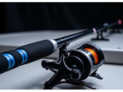 High-performance rod and reel combo designed for competitive tournament fishing, on a boat deck.
