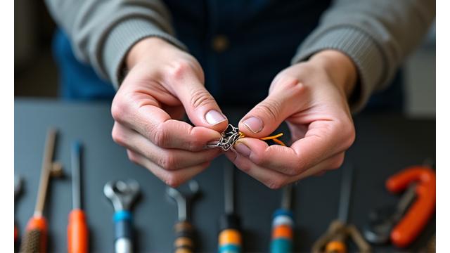 Expert hands demonstrating custom tackle rigging techniques