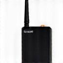 A compact satellite messenger device with an antenna extended.