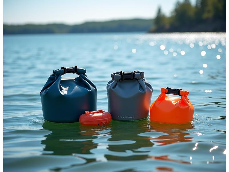 Various waterproof dry bags and cases floating on water, showcasing their sealed, protective capabilities.