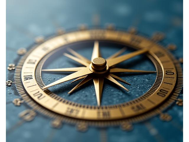 A close-up of a vintage brass compass pointing NORTH, overlaid with subtle legal document graphics, symbolizing clear guidance and direction in legal terms.