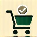 A stylized icon depicting a shopping cart with a checkmark and money symbols, representing secure sales and payment processing.